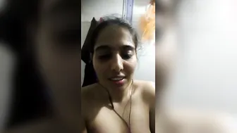 GF Fingering Her Hairy Pussy Moaning Loudly At Home