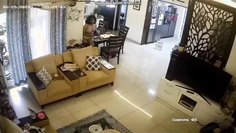 Village Girl Walking Around Completely Naked Caught On Security