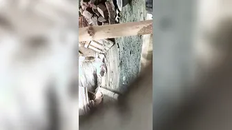 Watching My Neighbor Bathing Naked Through The Wall Crack Outside