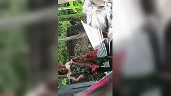 Watching My Neighbor Bathing Naked Through The Wall Crack Outside