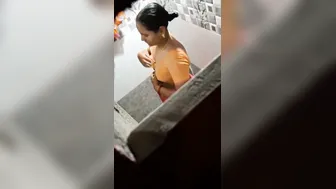 Village Aunty Changing Clothes Before Bath Caught On Camera