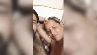 Mature Aunty Hugging Topless Showing Her Massive Boobs Online