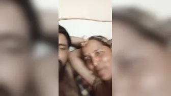 Mature Aunty Hugging Topless Showing Her Massive Boobs Online