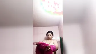 Curvy Aunty Teasing Him Stripping Everything For The Camera