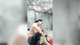 Busty Village Wife Bathing Outdoors Caught On Hidden Camera