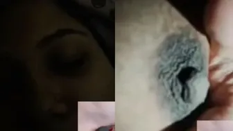 Dark Nippled Wife Showing Her Body On Late Night Cam Show