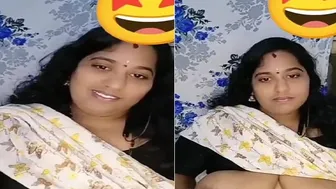 Telugu Bhabhi Squeezing Her Huge Melons On Camera For Me