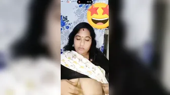 Telugu Bhabhi Squeezing Her Huge Melons On Camera For Me