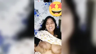 Telugu Bhabhi Squeezing Her Huge Melons On Camera For Me
