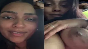 GF Flashing Her Massive Tits During Video Call Session