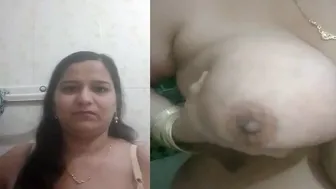 Bhabhi Squeezing Her Milky Tits In Her Private Nude Video Clip