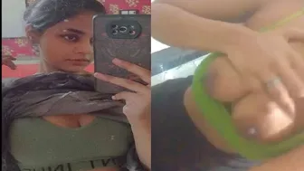 Sexy Slut Pulling Down Bra Revealing Massive Milkers