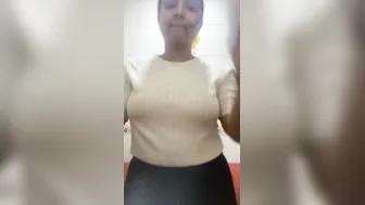 Busty GF Stripping Off Her Bra Revealing Tits