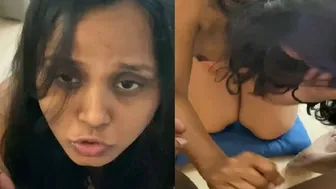 Horny Wife Giving Sloppy Blowjob While Showing Her Tits