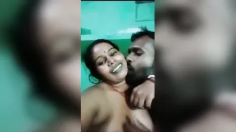 Husband Sucking His Village Wife's Tits In Leaked Mms
