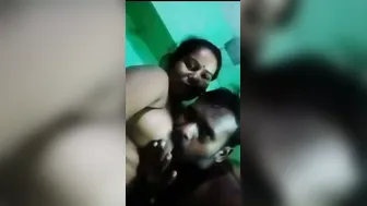 Husband Sucking His Village Wife's Tits In Leaked Mms
