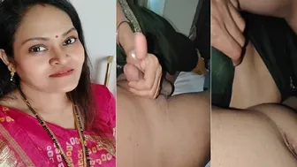 Milf Stroking His Friend Massive Dick Until He Cums