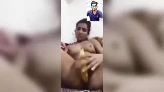 Horny GF Masturbating With Banana On Video Call