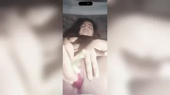 Shoving Big Vegetables Inside Her Horny Tight Pussy