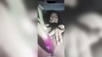 Shoving Big Vegetables Inside Her Horny Tight Pussy