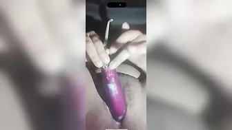 Shoving Big Vegetables Inside Her Horny Tight Pussy