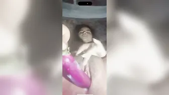 Shoving Big Vegetables Inside Her Horny Tight Pussy