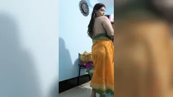 Curvy Babe Stripping Out Of Her Saree Showing It All