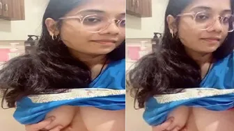 Nerdy GF In Glasses Flashing Her Big Tits