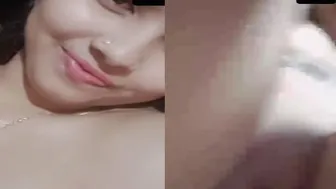 Smiling Cutie Stripping Naked On Video Call For Lover