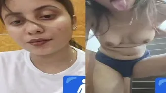 Horny Slut Stripping Completely Naked On Video Call