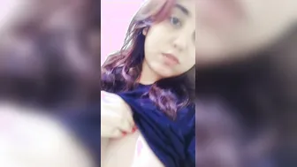 Beautiful Girl Lifting Dress Showing Her Big Tits