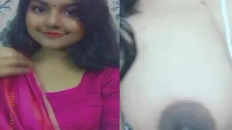 GF Flashing Her Untouched Tits For Her Man