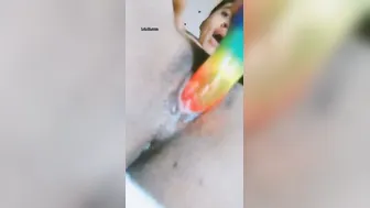 Horny GF Rubbing Her Wet Pussy With Big Dildo