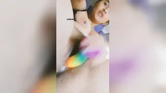 Horny GF Rubbing Her Wet Pussy With Big Dildo