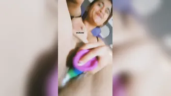 Horny GF Rubbing Her Wet Pussy With Big Dildo