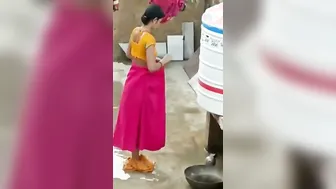 Married Woman Bathing Outside Caught By Pervy Neighbor