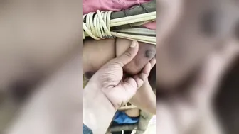 Village Slut On Ladder Flashing Round Tits And Fat Pussy