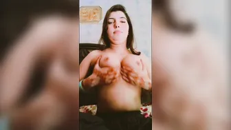 Sexy Babe Showing Her Perky Tits Topless On Camera