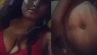 Horny Girl In Bra Fingering Herself While Standing Up