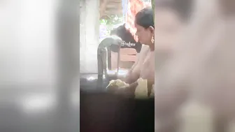 Neighbor Caught Bathing Gets Fucked By Younger Guy