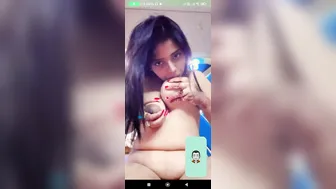 GF Sucking Her Own Nipples On Video Call