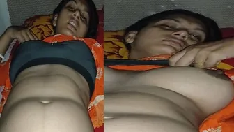 Sleeping Wife Getting Her Big Tits Fondled By Husband