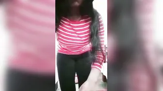 GF Stripping And Showing Off Her Big Boobs