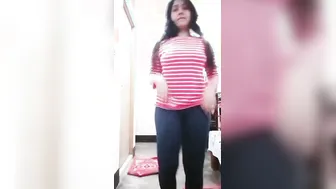 GF Stripping And Showing Off Her Big Boobs