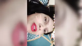 Milf With Red Lips Stripping Naked On Video Call
