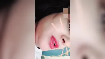 Milf With Red Lips Stripping Naked On Video Call