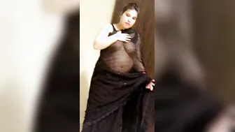 Busty Wife Showing Boobs In Transparent Saree Naked