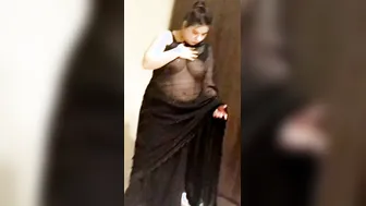 Busty Wife Showing Boobs In Transparent Saree Naked