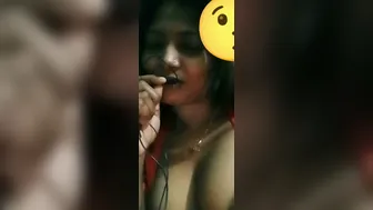 Horny Wife On Video Call Stripping And Playing With Tits