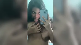 Tamil Girl Licks Her Own Tits While Filming Herself Getting Off